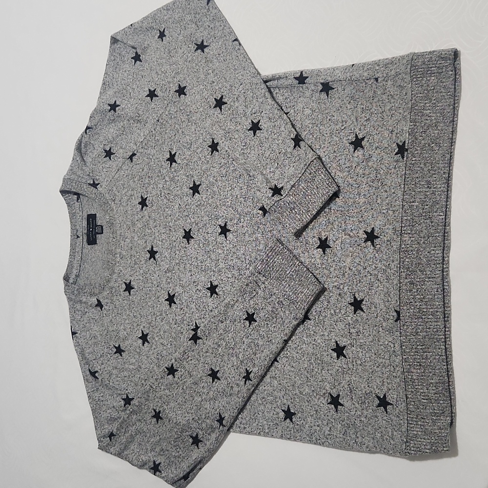 Lucky Brand Sweater Pullover Gray Light Gray Stars Size MÉDIUM